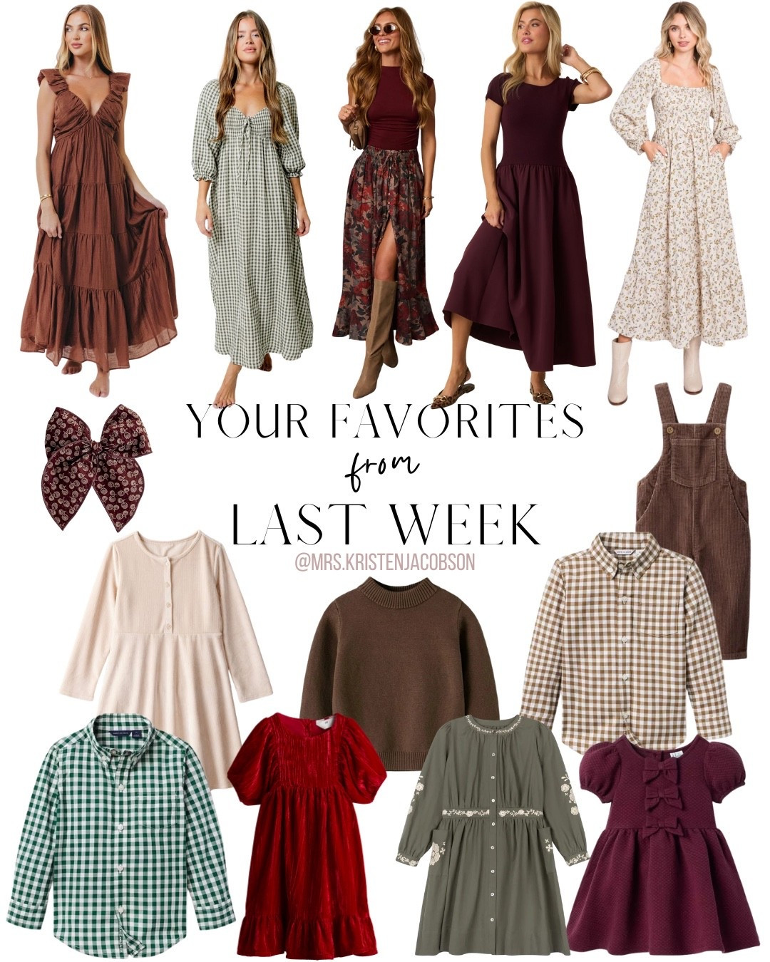 Your favorites from last week 🤍 family outfits, family photo outfits, family picture outfits, thanksgiving outfit, fall outfit, holiday outfit, fall dress, toddler dress, girl dress, boy shirt, burgundy dress

#familyoutfits #familypictureoutfits #familyphotooutfits #falldress #thanksgivingoutfit #falloutfit #holidayoutfit #burgundydress #LTKFamily

#LTKSeasonal #LTKHoliday #LTKKids