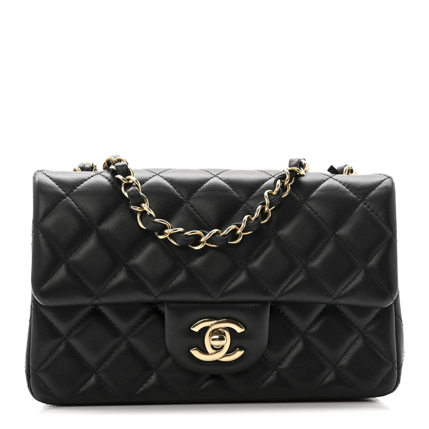 Lambskin Quilted Mini Rectangular Flap Black | FASHIONPHILE (US)