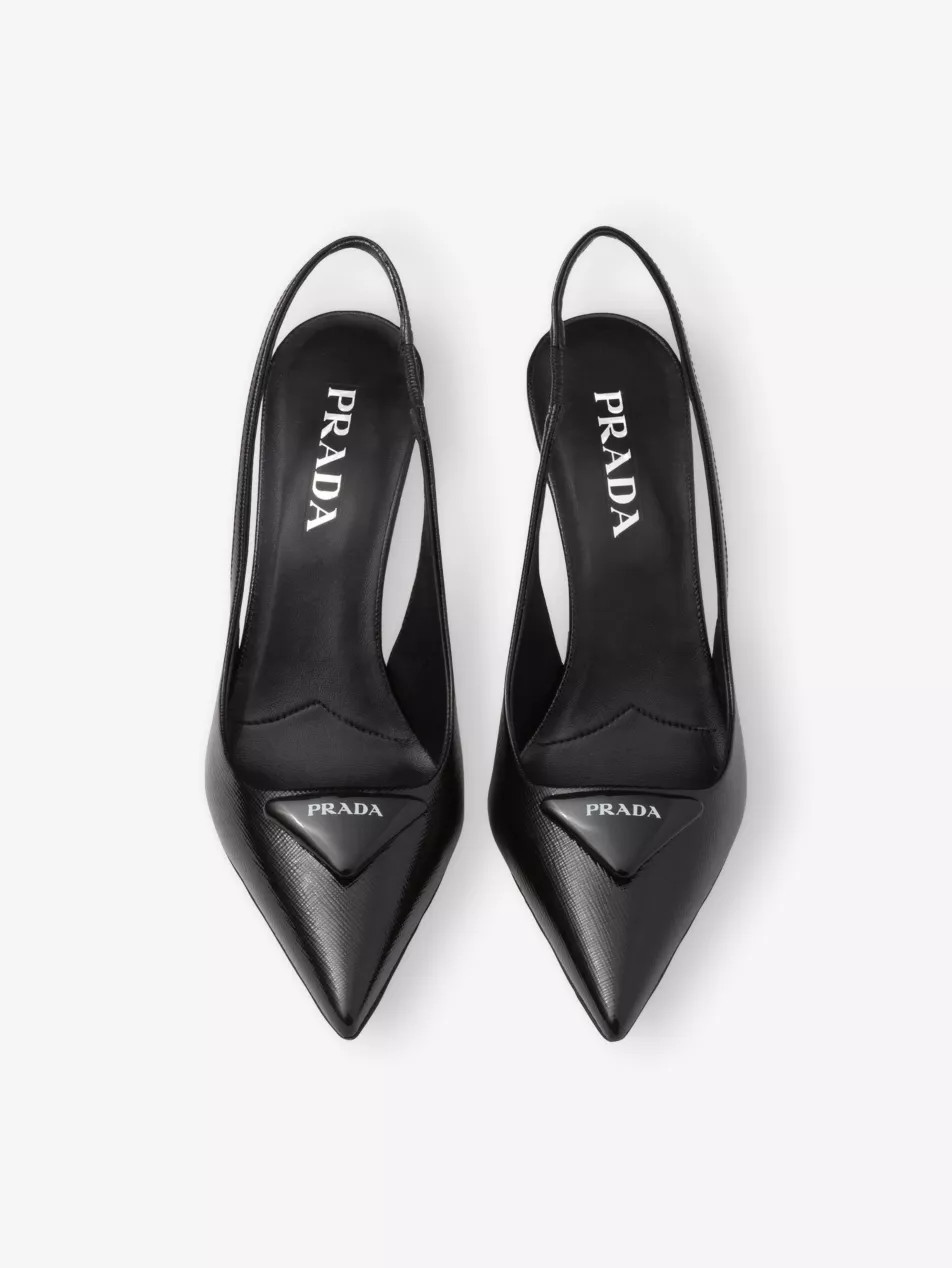 Saffiano Sling-Back Patent-Leather Heeled Courts | Selfridges