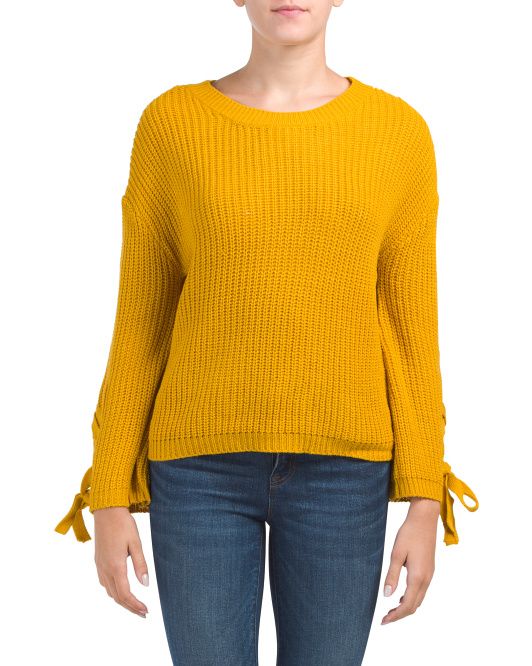 Lace Up Sleeve Sweater | TJ Maxx