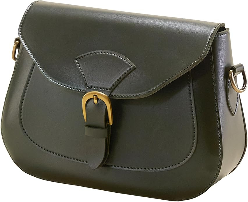 Vintage Crossbody Saddle Bag For Women Vegan Leather Boho Retro Satchel Simple Handbag Faux Leath... | Amazon (US)