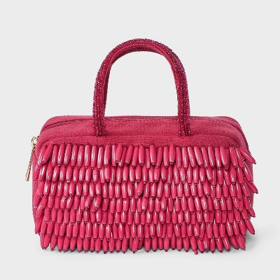 Hand Beaded Fringe Satchel Mini Bag - A New Day™ Pink | Target