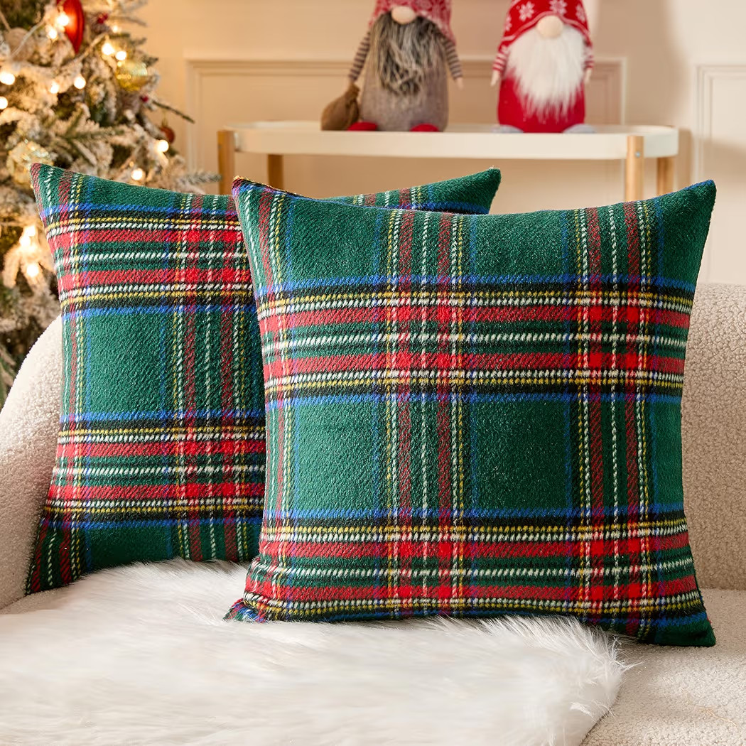 MIULEE Christmas Plaid Decorative Throw Pillow Covers Set of 2 Scottish Tartan Vintage Farmhouse ... | Amazon (US)