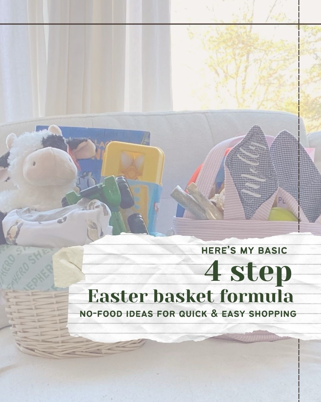 It’s almost too easy! The simple formula I love for Easter basket shopping. 

Shepherd is just now starting to like chocolate and candy, so we’ve been doing food-free baskets for years. This is my way of filling a well-rounded Easter basket that’s fun and useful.

#LTKSeasonal #LTKmomlife #LTKKids