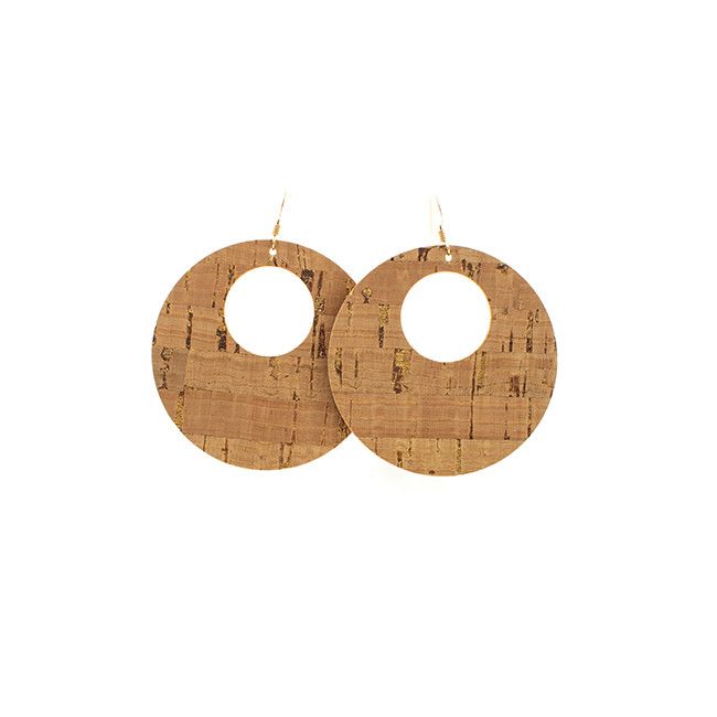 Gold Cork Nova Leather Earrings | Nickel and Suede