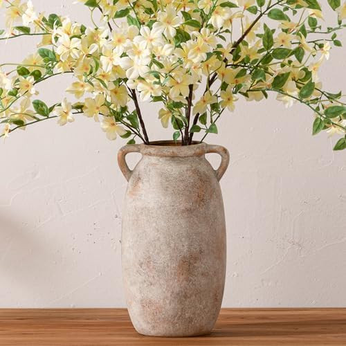 Ceramic Flower Vase 12 inch Farmhouse Rustic Vase Decorative Pottery Terracotta Tall Vases for Ho... | Amazon (US)