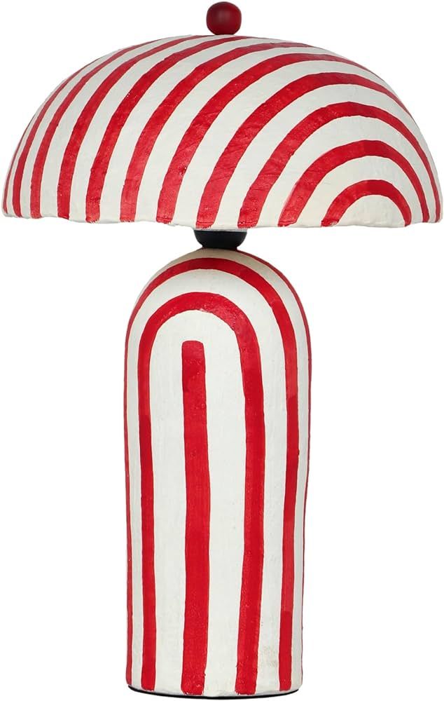 Tov Furniture Maiori Red Striped Papier Mache Table Lamp | Amazon (US)