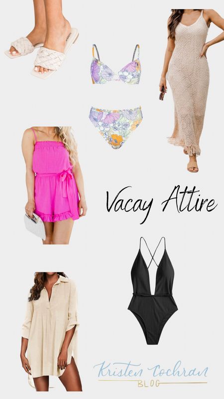 Vacay attire! Swimwear, one piece swimsuit, bikini, swim cover up, romper, beige beach dress, sandals 🤍

#LTKstyletip #LTKtravel #LTKswim