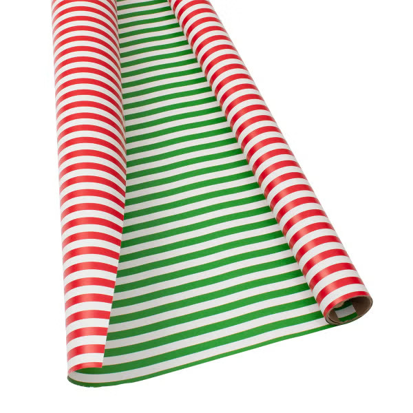 Red & Green Reversible Club Stripe Wrapping Paper | The Container Store