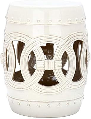 Safavieh Double Coin Ceramic Decorative Garden Stool, Cream | Amazon (US)
