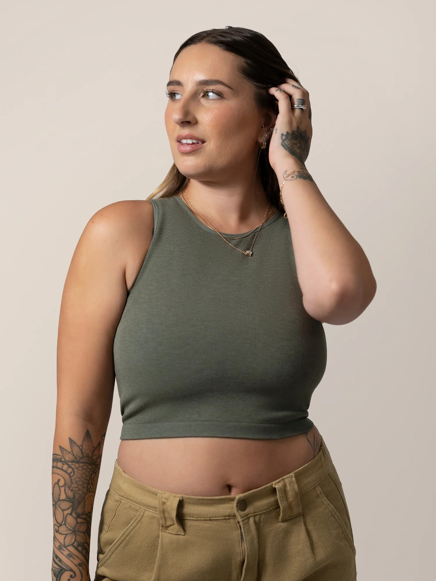 Sublime® Bamboo Maternity & Nursing Longline Bra | Olive Heather - Kindred Bravely | Kindred Bravely