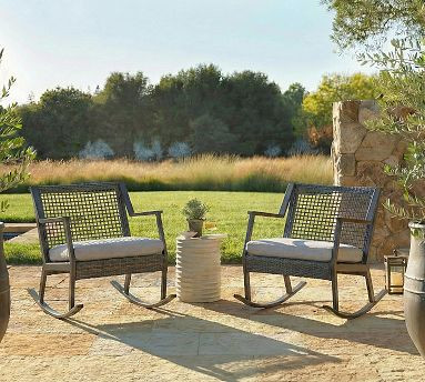 Klein Wicker Rocking Outdoor Lounge Chairs, Set of 2 | Pottery Barn (US)