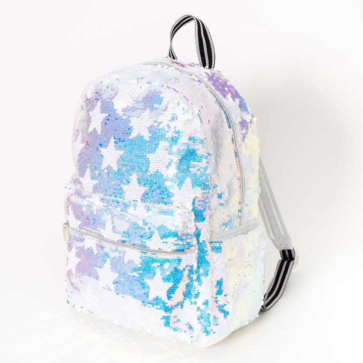 Holographic Reversible Sequin Star Medium Backpack | Claire's (US)