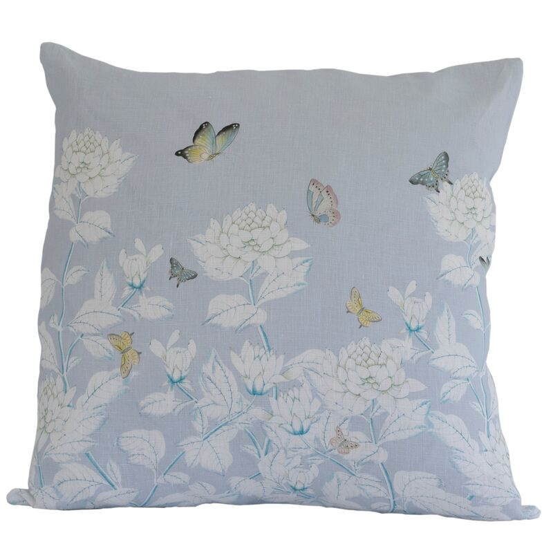 Ariel Okin x Dawn Wolfe Chinoiserie 20x20 Pillow, Blue Linen | One Kings Lane