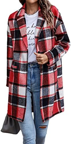 PRETTYGARDEN Women Plaid Shacket Jacket Trendy Fall Casual Button Wool Blend Tartan Trench Coat W... | Amazon (US)
