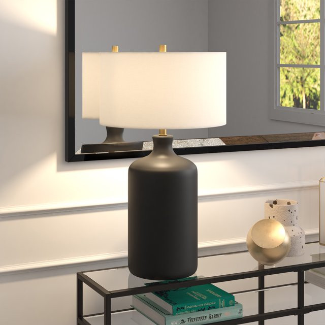 Evelyn&Zoe Sloane 29" Transitional Ceramic Table Lamp with White Drum Fabric Shade | Walmart (US)