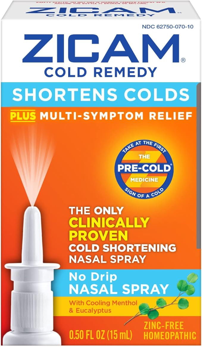 Zicam Cold Remedy No-Drip Nasal Spray with Cooling Menthol & Eucalyptus, 0.5 Fl Oz (Pack of 2) | Amazon (US)