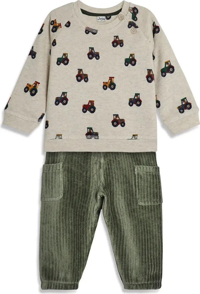 Tractor Print Sweatshirt & Velour Cargo Joggers | Nordstrom
