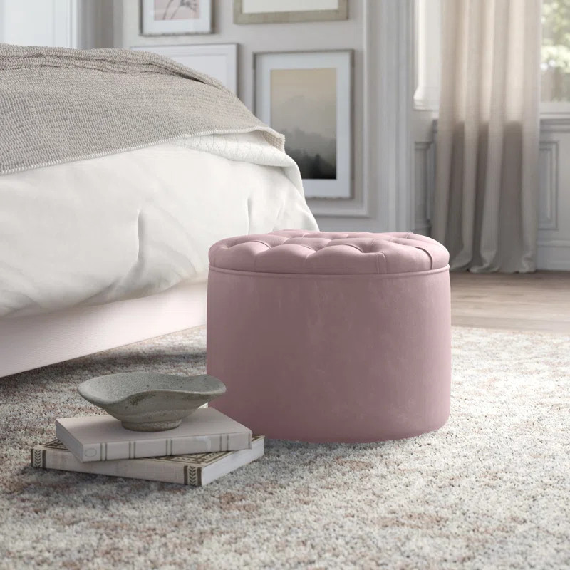 Reims 21'' Wide Velvet Tufted Round Storage Ottoman with Storage | Wayfair North America