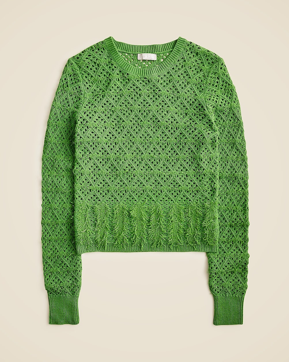 Pointelle crewneck sweater with fringe | J. Crew US