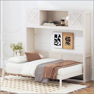 Queen Size Murphy Bed with Storage Cabinets, Space-Saving Design for Modern and Rustic Interiors | Wayfair North America