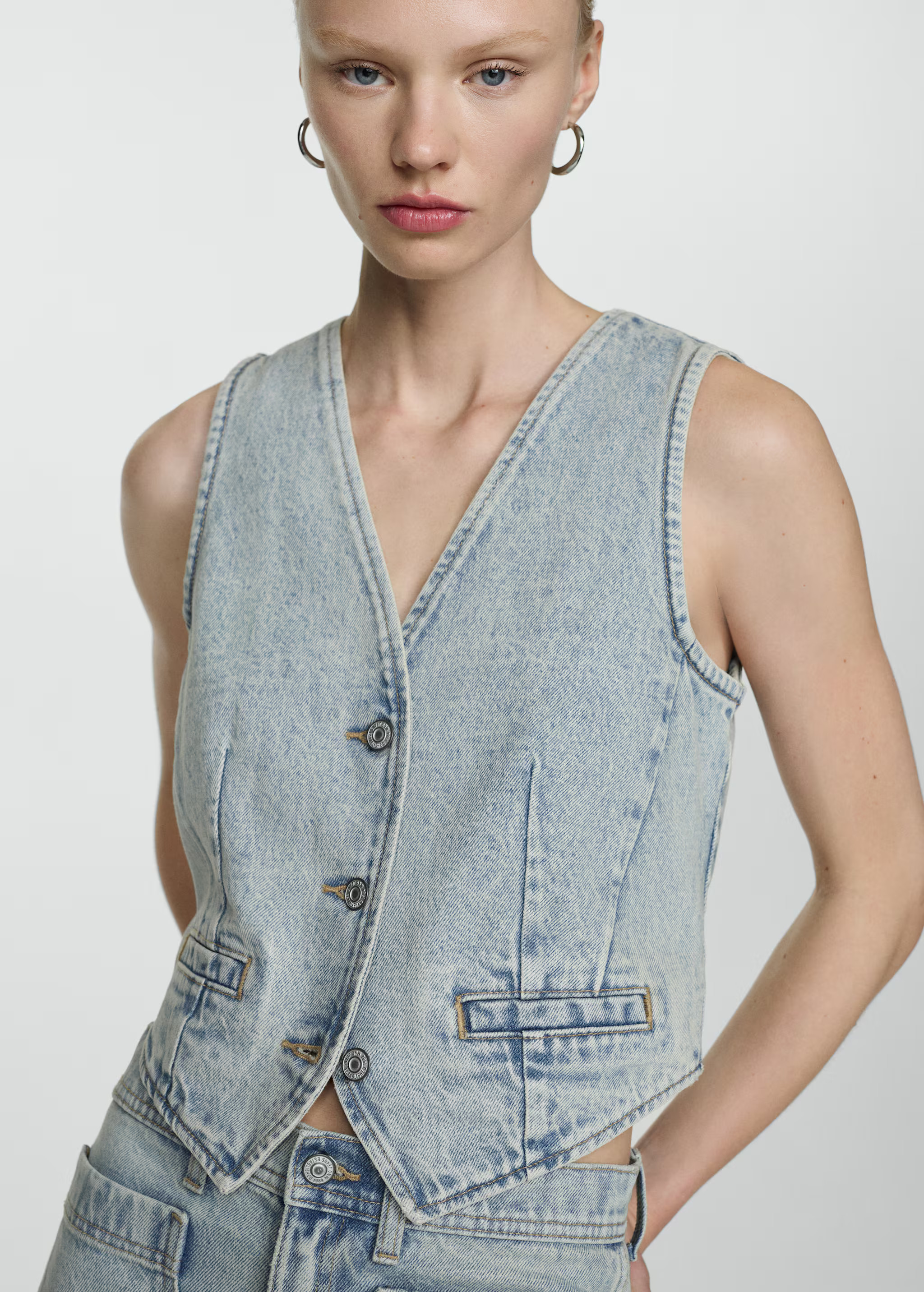 Denim vest with seams | MANGO (US)