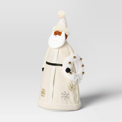 22.5" Fabric Santa Sculpture with Bell Christmas Wreath - Wondershop™ White | Target