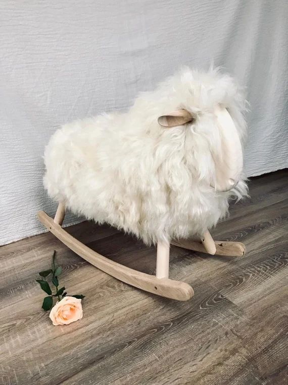 Baby rocking sheep | ivory long hair sheep | Rocking lamb | Rocking horse toy | baby shower gift | Etsy (US)