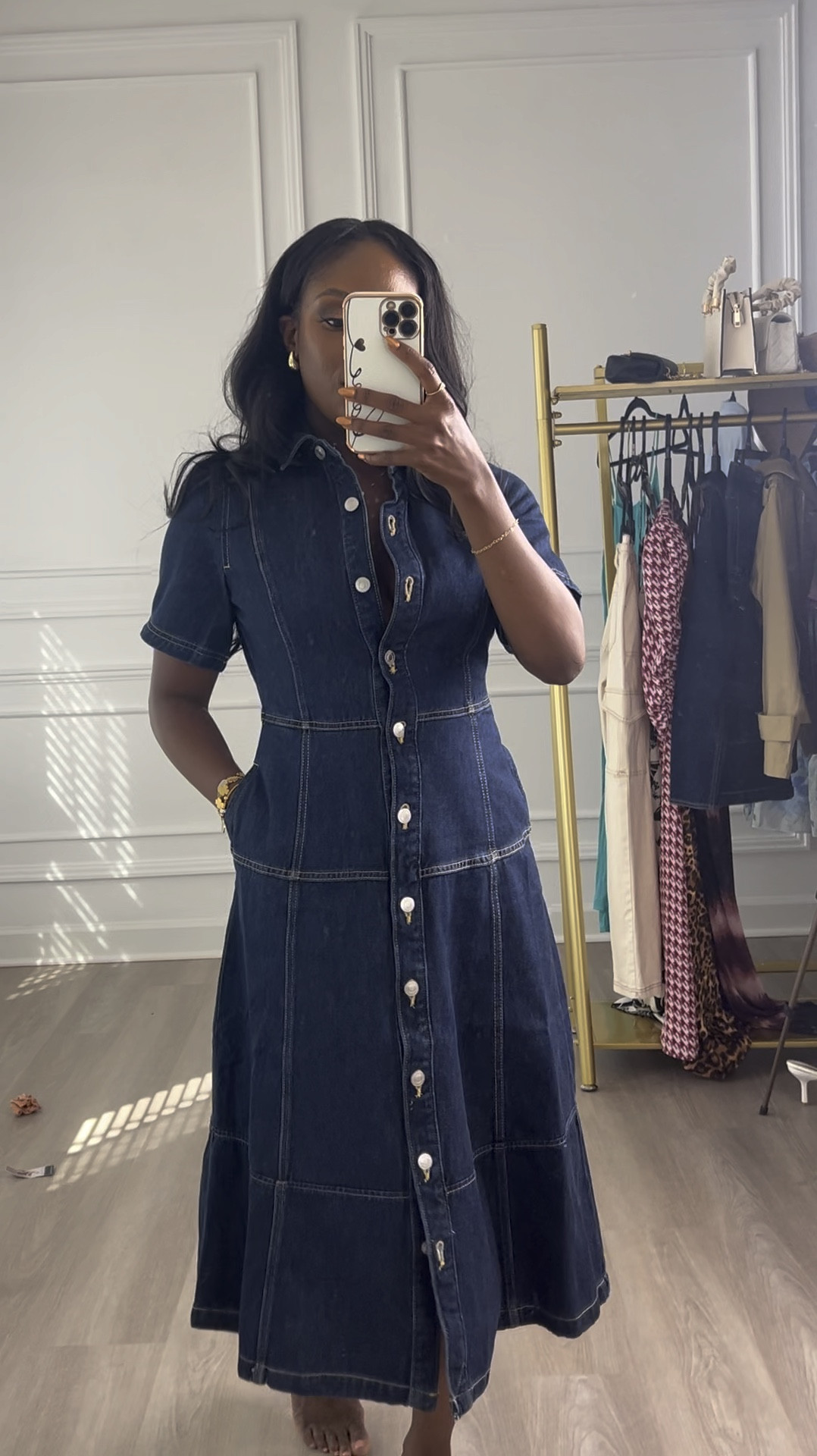 Walmart denim midi dress under $50. Makes a great teacher outfit or workwear. 

#LTKFindsUnder50 #LTKStyleTip #LTKWorkwear