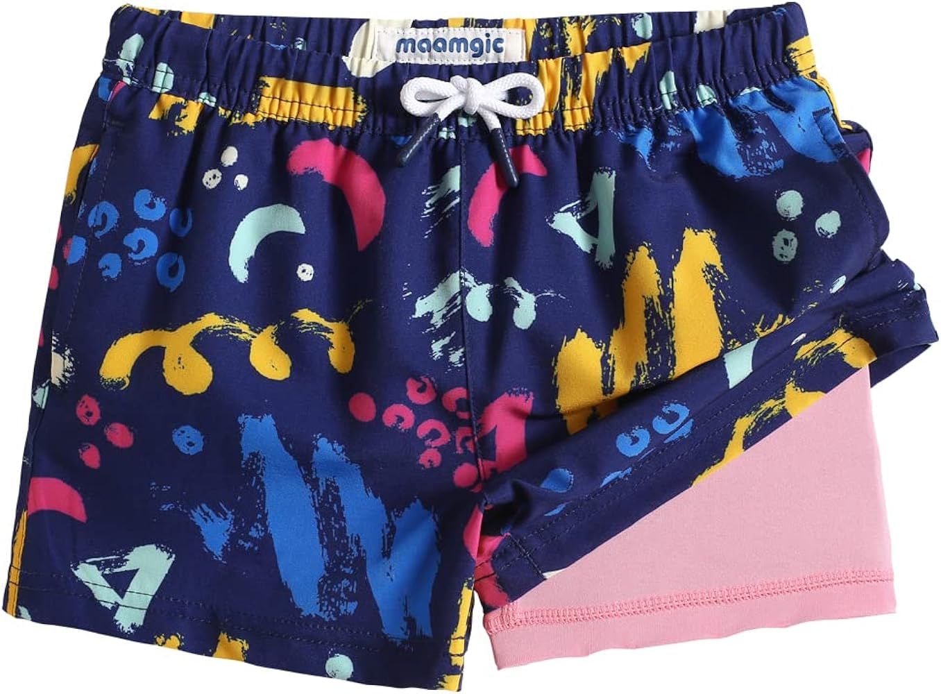maamgic Boys Swim Trunks with Compression Liner Toddler Boy Swimsuit Quick Dry 4-Way Stretch Swim... | Amazon (US)