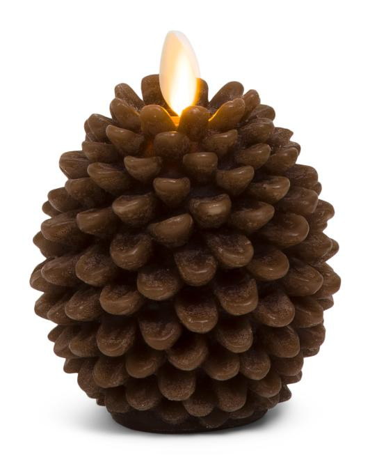 3.5x4.5 Chalky Unscented Moving Flame Pinecone Votive Candle | TJ Maxx