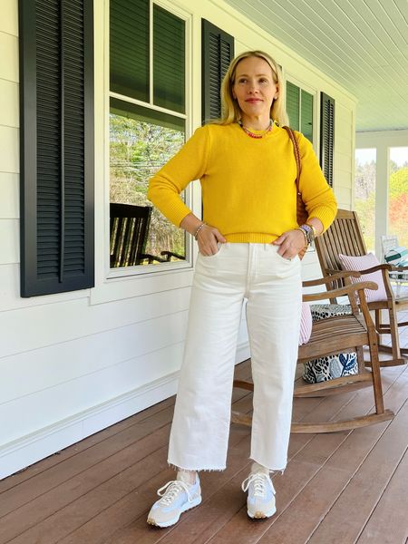 Spring outfit - Boden yellow sweater, cream favorite denim jeans, Vega sneakers from madewell, woven everyday tote bag, Anthropologie beaded necklace, bombas no show socks 

More everyday casual outfits over on CLAIRELATELY.com 

#LTKStyleTip #LTKShoeCrush #LTKSeasonal