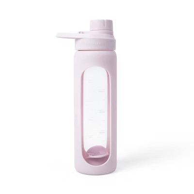 Blogilates 19oz Glass Protein Shaker Bottle with Silicone Sleeve - Pink | Target