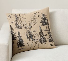 Conell Rustic Forest Embroidered Pillow | Pottery Barn (US)