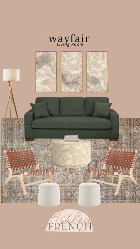 Earthy Living room all from wayfair!

Green sofa, woven chairs, cozy rug, wayfair, art set, tripod lamp

#LTKHome #LTKStyleTip #LTKSaleAlert