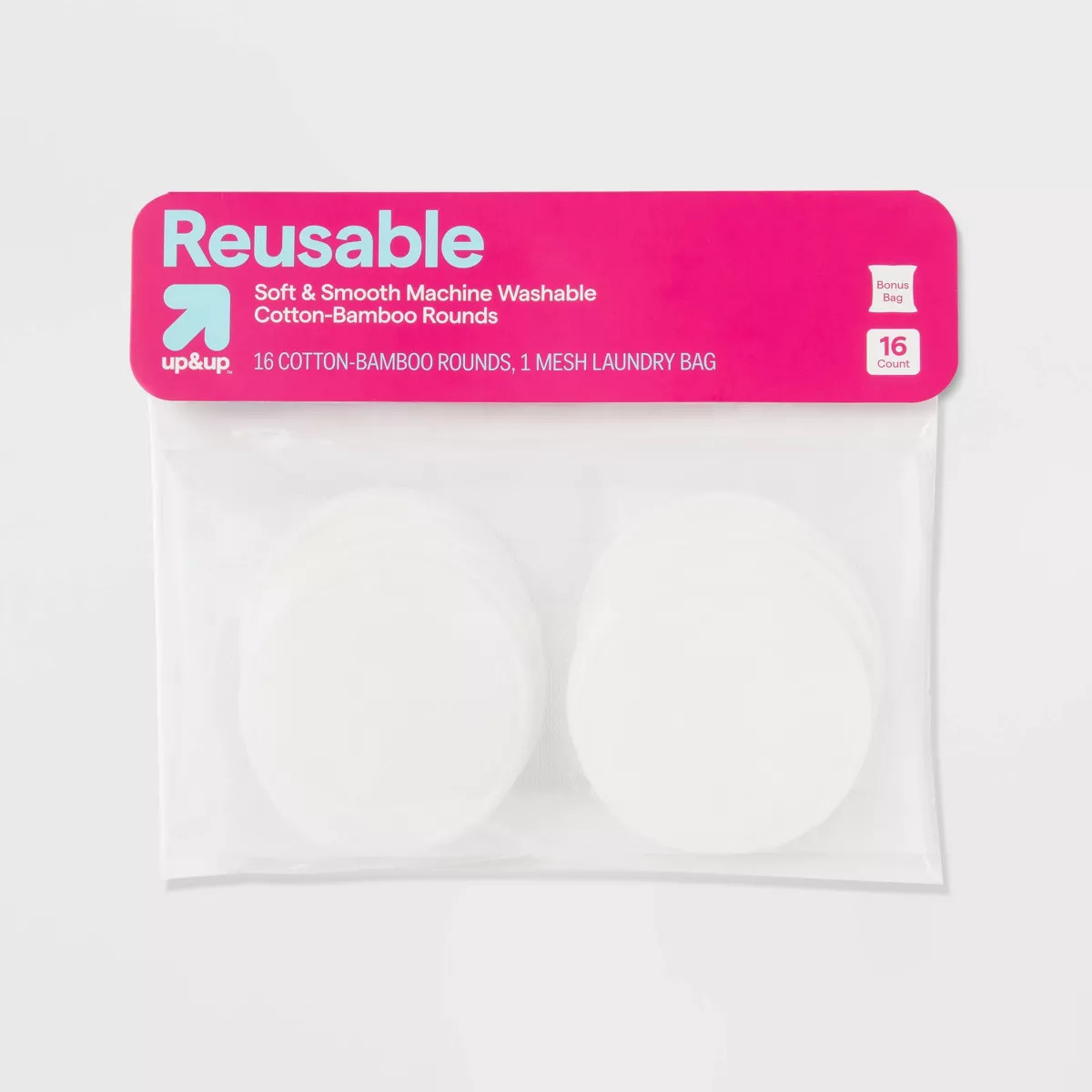 Reusable Make Up Removing Cotton Rounds with Washable Bag - 16ct - up & up™ | Target