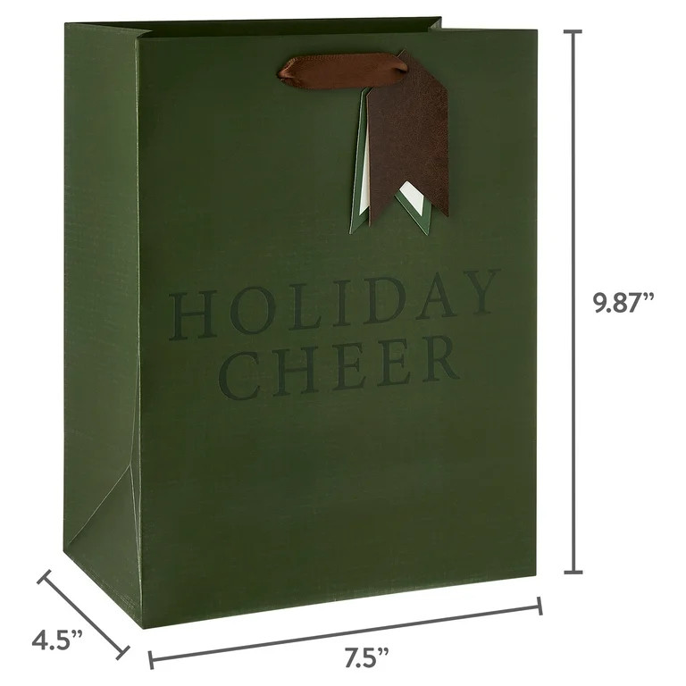 Medium Cabin Chic Green Holiday Cheer Christmas Paper Gift Bag, 7.5" x 10.25", by Holiday Time | Walmart (US)