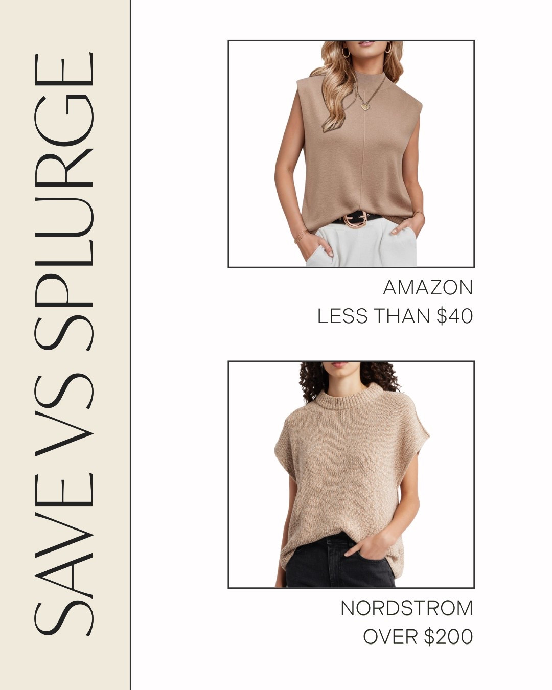 Save Vs Splurge - Amazon Fashion Finds ✨

save vs splurge // amazon fashion finds // save or splurge // amazon finds // amazon fashion // look for less // amazon essentials // amazon style // amazon sweater // amazon sweater vest // amazon sweater tank

#LTKOver40 #LTKgrwm #LTKootd
