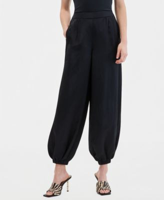 Women's Linen-Blend Pull-On Bubble Pants | Macy's