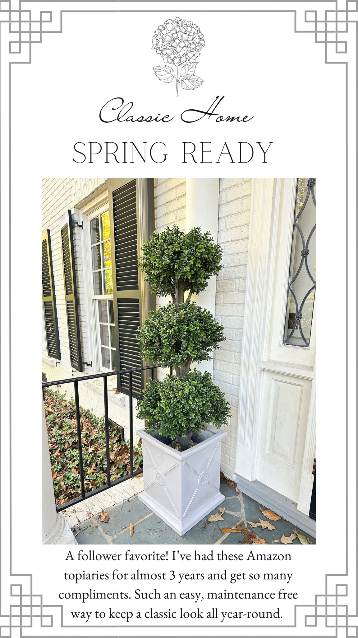 An easy, maintenance free way to keep a classic look all year-round. Tip! Add flowers and ivy for a fresh springtime look

#LTKhome #LTKSeasonal