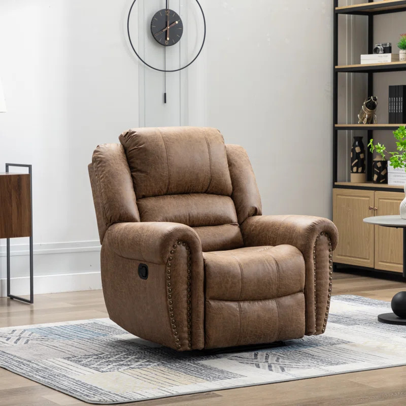 Chemika 40.9'' W Classic Super Soft Padding And Oversize Manual Recliner With Rivets | Wayfair North America
