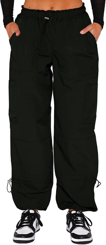 Waitfairy Parachute Pants for Women,Baggy Fit Cargo Pants with Pockets | Amazon (US)