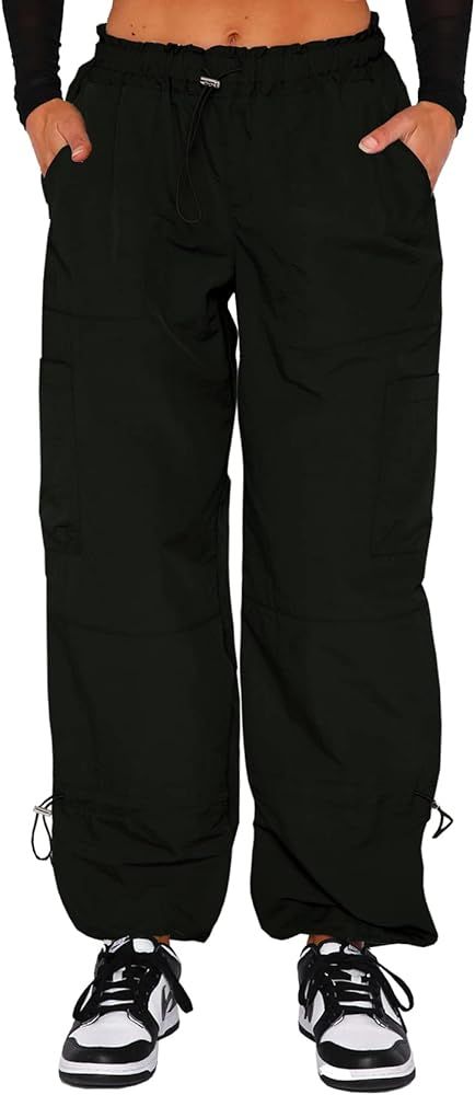 Waitfairy Parachute Pants for Women,Baggy Fit Cargo Pants with Pockets | Amazon (US)