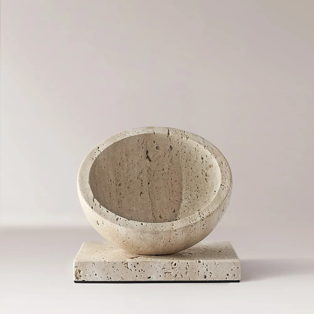 Travertine Hollowed-out Hemisphere | Hernest