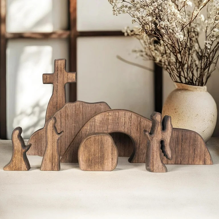 Empty Tomb Easter Scene and Cross Decoration, Wooden Easter Resurrection Scene Cross Jesus Tomb T... | Walmart (US)
