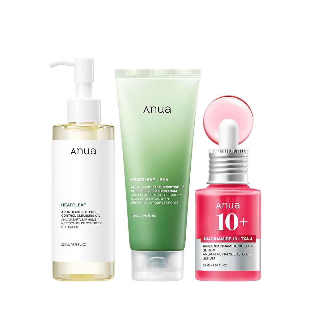 Anua 3-Step Glass Skin Beginner Set, Double Cleansing with Facial Serum, Oil Cleanser & Face Wash... | Amazon (US)