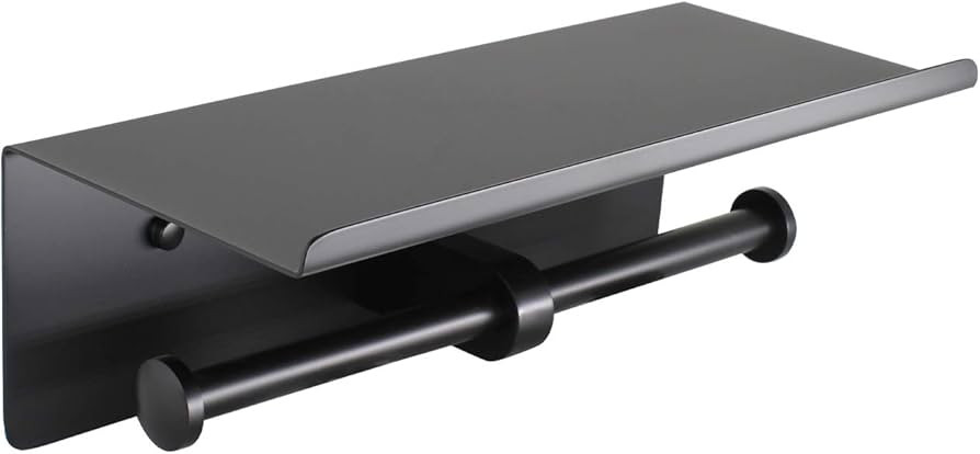 kimzcn Double Toilet Paper Holder with Shelf Matte Black, Bathroom Accessories Decor SUS 304 Stai... | Amazon (US)