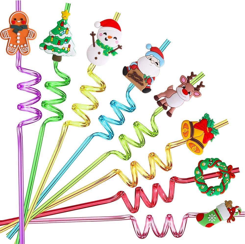 Christmas Party Favors for Kids Bulk, Christmas Straws for Kids Plastic, Christmas Party Favors f... | Amazon (US)