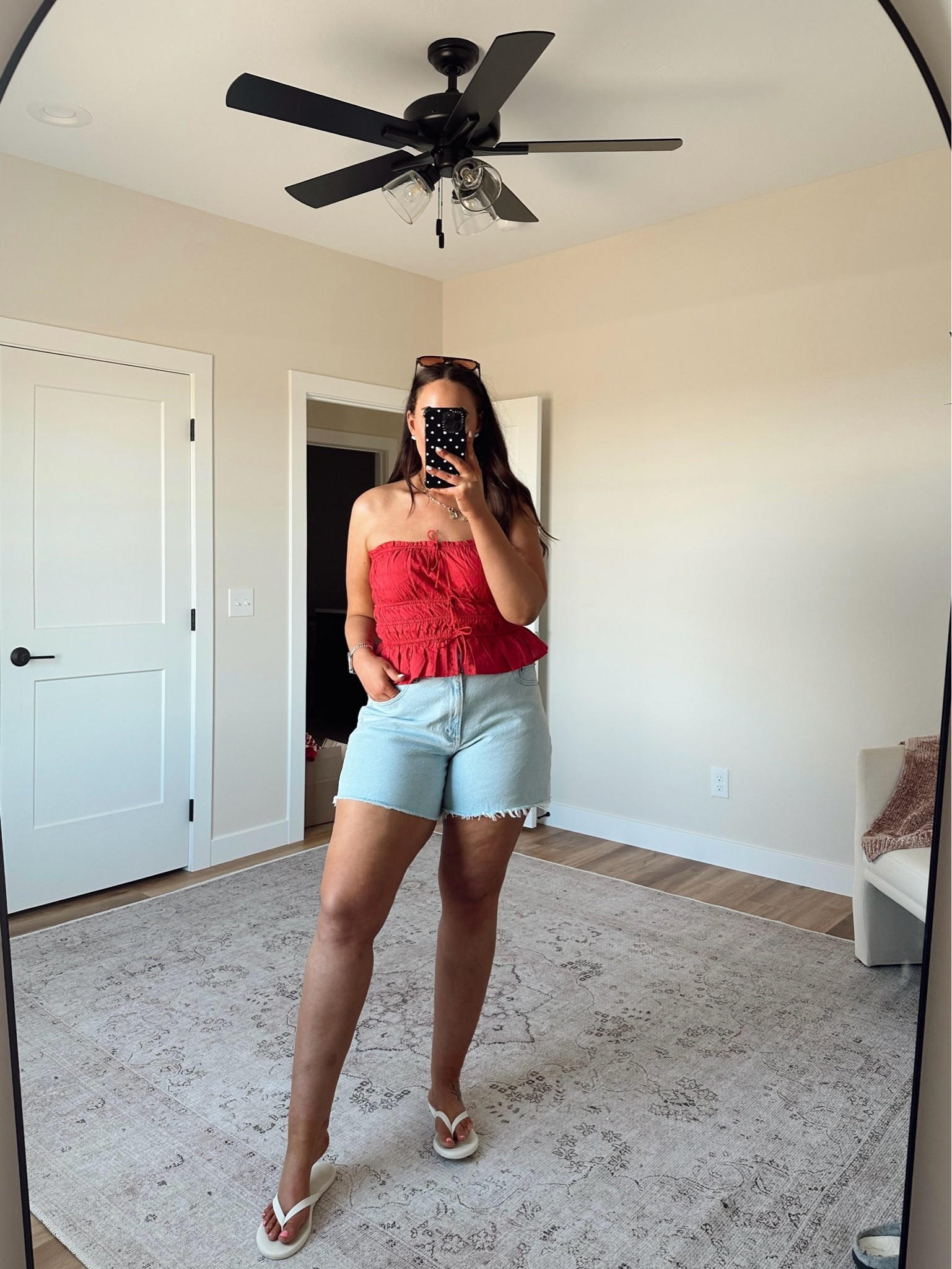 Target top - large
Abercrombie denim shorts - 33 (size up 1)


Red white and blue outfit
Summer outfits
Target style
Target tops for women
5” inseam shorts
Thick thigh approved denim shorts
memorial day outfit

#LTKootd #LTKTall #LTKMidsize