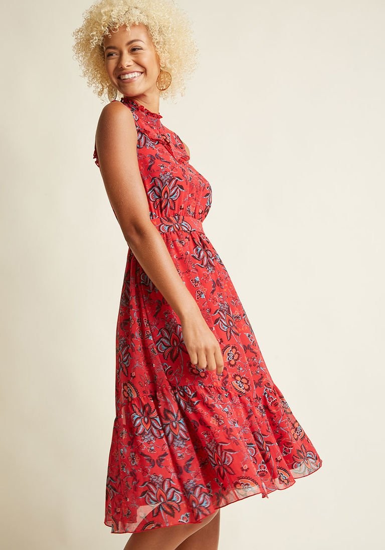 High Neckline Sleeveless Midi Dress | ModCloth (US)